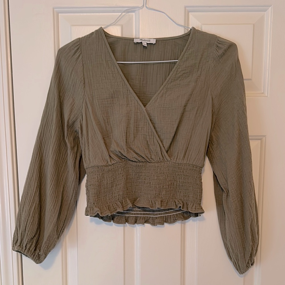 Madewell Olive Wrap Blouse